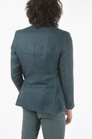 CC COLLECTION herringbone motif flax RESET 2-button blazer