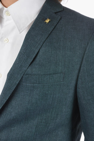 CC COLLECTION herringbone motif flax RESET 2-button blazer