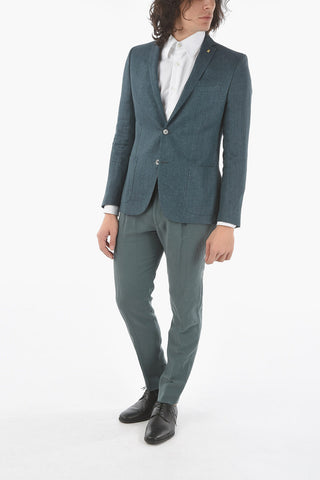 CC COLLECTION herringbone motif flax RESET 2-button blazer