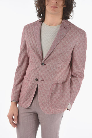Cotton and flax side vents notch lapel SPORTSWEAR 2-button blazer