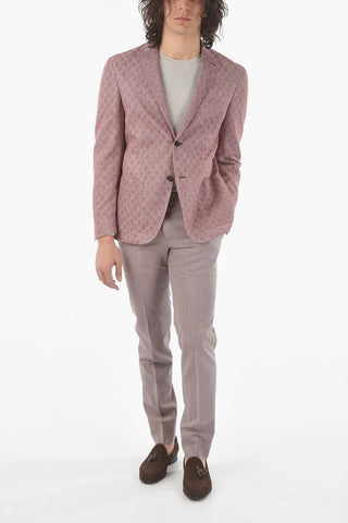 Cotton and flax side vents notch lapel SPORTSWEAR 2-button blazer