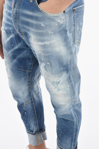 Jeans COMBAT in Denim Stretch ad Orlo con Risvolto 17cm