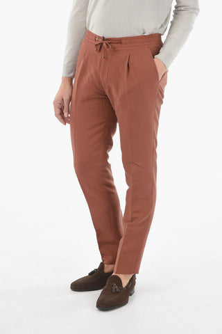 Silk and Linen ACADEMY Pants with Visible Stitching