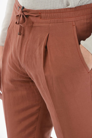 Silk and Linen ACADEMY Pants with Visible Stitching