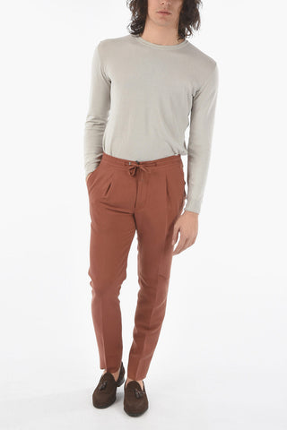 Silk and Linen ACADEMY Pants with Visible Stitching