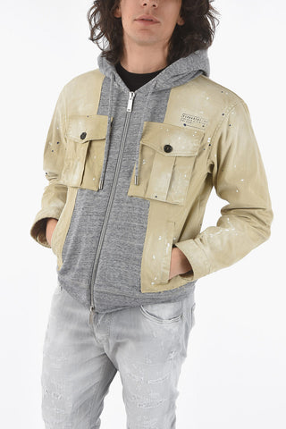 Double Layered STAMPED HYBRID Jacket with Hood