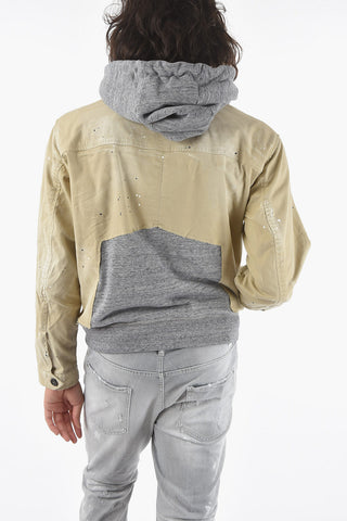 Double Layered STAMPED HYBRID Jacket with Hood