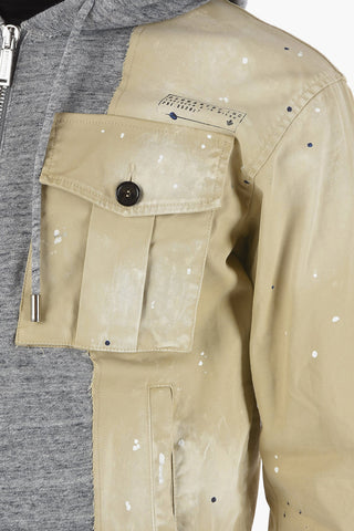 Double Layered STAMPED HYBRID Jacket with Hood