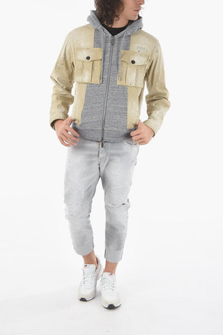 Double Layered STAMPED HYBRID Jacket with Hood