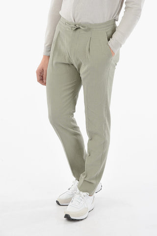 check silk and virgin wool ACADEMY  Single Pleated trousers