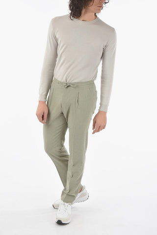 check silk and virgin wool ACADEMY  Single Pleated trousers