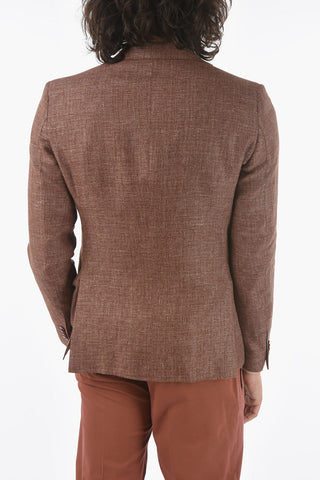 CC COLLECTION flax and virgin wool side vents notch lapel RESET 2-button blazer