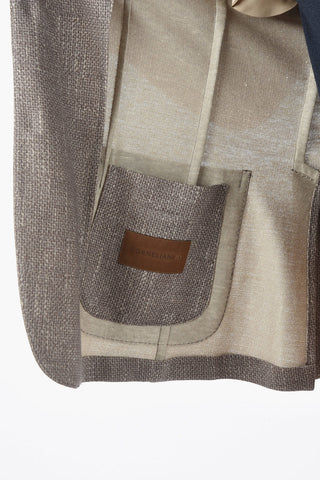 ID Cotton and Linen Unlined Blazer with Patch Pockets