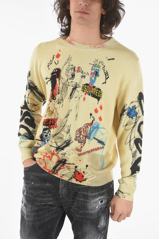 All-Over Printed Virgin Wool Crew-Neck Sweater