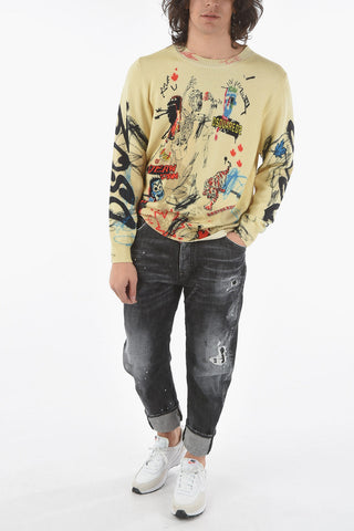 All-Over Printed Virgin Wool Crew-Neck Sweater