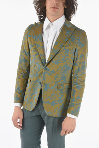 CC COLLECTION floral-print Velour REWARD CERIMONIA peak lapel 2-button blazer
