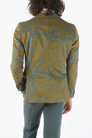 CC COLLECTION floral-print Velour REWARD CERIMONIA peak lapel 2-button blazer