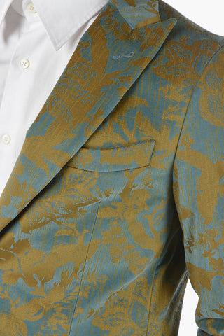 CC COLLECTION floral-print Velour REWARD CERIMONIA peak lapel 2-button blazer