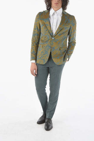 CC COLLECTION floral-print Velour REWARD CERIMONIA peak lapel 2-button blazer