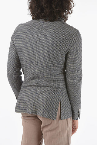 ID Double-Breasted Linen Jacket Two Vents Peak Lapel