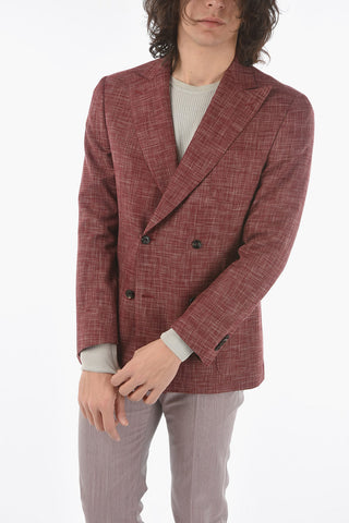 silk and virgin wool peak lapel double-breasted blazer