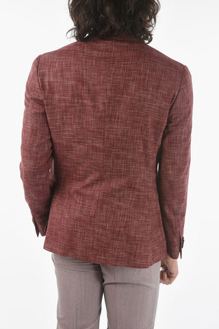 silk and virgin wool peak lapel double-breasted blazer