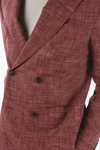 silk and virgin wool peak lapel double-breasted blazer