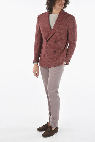 silk and virgin wool peak lapel double-breasted blazer