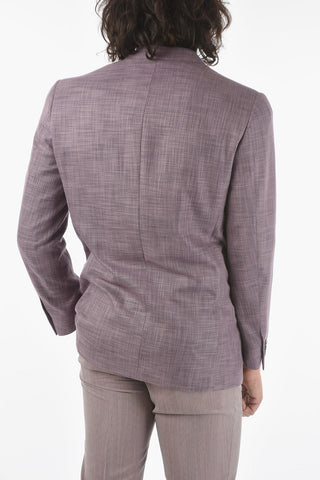 no vent jetted pocket VOGUE double-breasted blazer