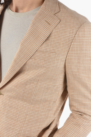 mini check side vents notch lapel  LEADER SOFT 2-button blazer