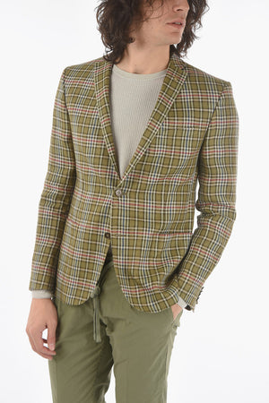 CC COLLECTION giacca a 2 bottoni RESET motivo tartan in lino due spacchi revers classico