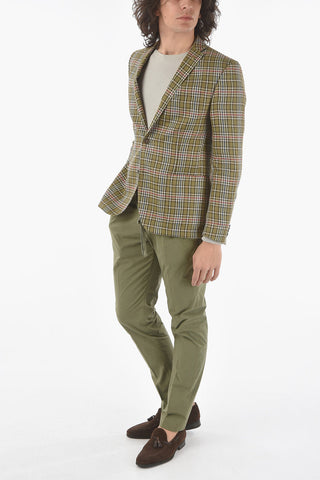 CC COLLECTION Linen Two-Button Jacket RESET with Tartan Pattern, Two Vents and Classic Notch Lapel