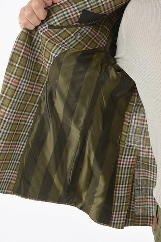 CC COLLECTION Linen Two-Button Jacket RESET with Tartan Pattern, Two Vents and Classic Notch Lapel