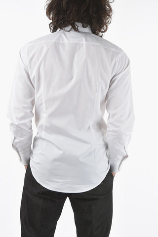 Popeline Cotton Slim Fit Shirt with Pin on The Collar