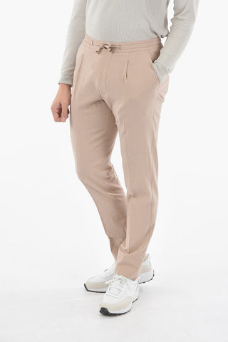 check silk and virgin wool ACADEMY flap pocket Single Pleated trousers