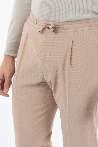 check silk and virgin wool ACADEMY flap pocket Single Pleated trousers