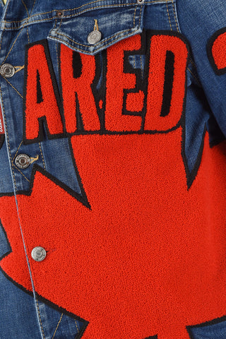 Stretch denim D2LEAF DAN Jacket with Double Breast Pocket and Logo Patch