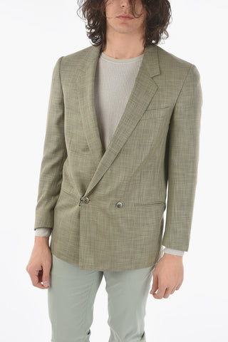 no vent notch lapel VOGUE double-breasted blazer