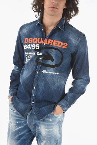 Denim RELAX DAN FIT Overshirt with Maxi Print on the Front