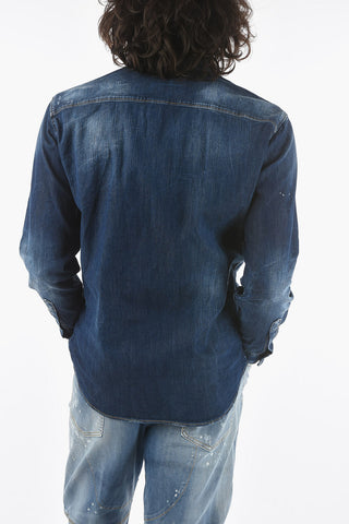 Denim RELAX DAN FIT Overshirt with Maxi Print on the Front