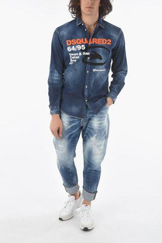 Denim RELAX DAN FIT Overshirt with Maxi Print on the Front