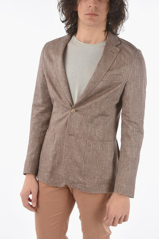 ID Cotton and Linen Unlined Blazer with Patch Pockets
