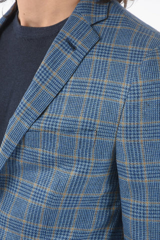 district check silk GATE side vents flap pocket 2-button blazer