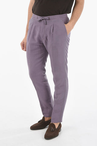 Silk and Linen ACADEMY Pants with Visible Stitching