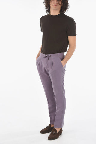 Silk and Linen ACADEMY Pants with Visible Stitching