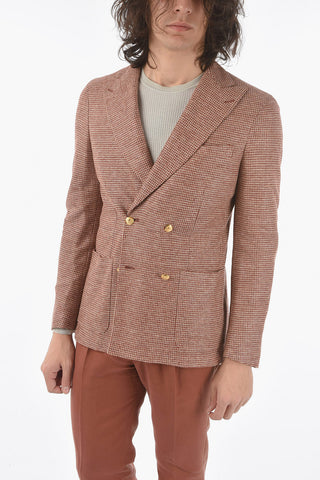 ID flax peak lapel double-breasted blazer with Golden Buttons