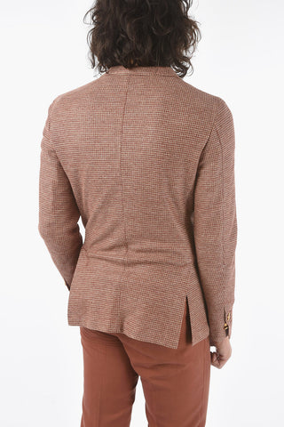 ID flax peak lapel double-breasted blazer with Golden Buttons
