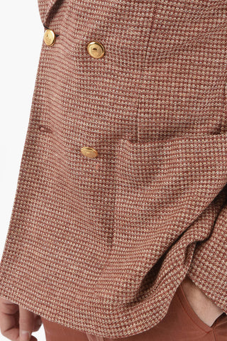 ID flax peak lapel double-breasted blazer with Golden Buttons