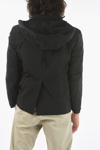 Virgin Wool Blazer with Hood and Polyester Details