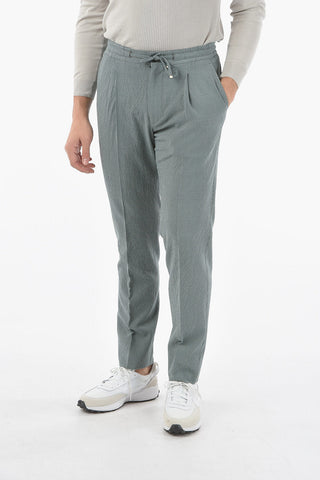 check silk and virgin wool ACADEMY  Single Pleated trousers